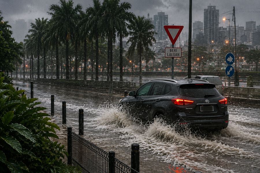 Flooding at Phileo Damansara MRT Bus Stop, Section 17